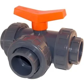 Kogelkraan PVC 3-weg L-boring lijm 50mm