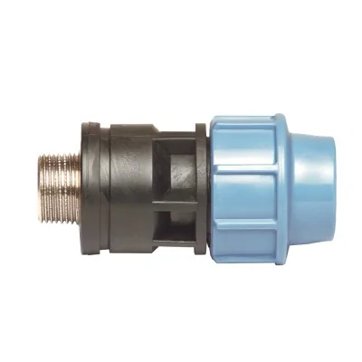Unidelta draadkoppeling 20 mm, ½" klem x messing buitendraad